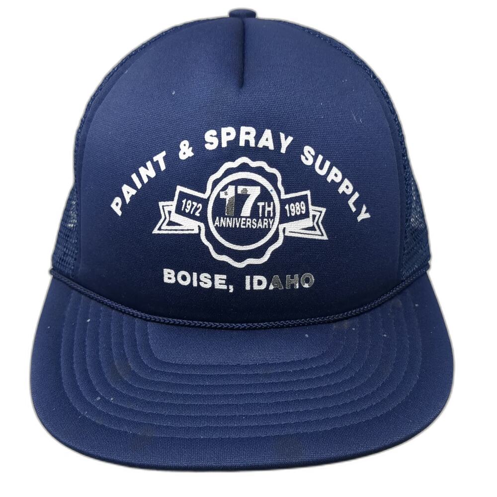 Mohr's Trucker Hat Blue One Size Mesh Snapback Rope Boise Idaho Paint & Spray